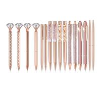 Eyourlife 16-Piece Rose Gold Crystal Ballpoint Pens, 8 Designs, 0.5mm Black Ink Gel Pens for Women, Girls, Teachers, Wedding, Office