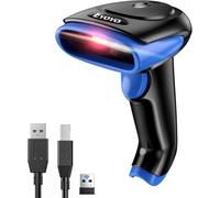 Eyoyo 2D Bluetooth Barcode Scanner Wireless, 2500mAh Handheld Cordless USB Wired QR Bar Code Reader for Library, Warehouse Inventory Compatible with iPad, Android Phone, iPhone, Laptop
