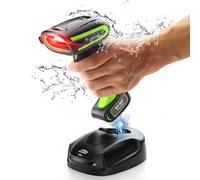 Eyoyo 2D QR Industrial Barcode Scanner with Wireless Charging Stand, Rugged Heavy Duty & IP65 Waterproof 3-in-1 Bluetooth & Wireless & USB Hands-Free Barcode Reader for Laptop Desktop Tablet Android