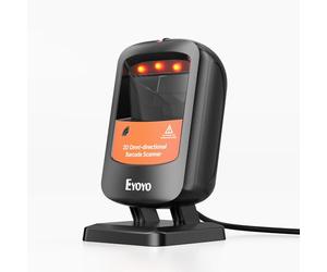 Eyoyo USB Desktop Barcode Scanner: Handsfree Automatic Omnidirectional Wired QR Code Scanner Reader - Scanning Postal & Screen Bar Codes for Library Book Retail Store Business Computers POS System