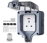 EYPINS 32mm Deepened Outdoor Electrical Socket - IP66 Weatherproof Switched RCD 13A 1 Gang Wall-Mounted Garden Power Outlet Box, Stormproof External Socket for Patio, Yard & Exterior Use