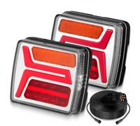 EYPINS 35 LEDs Trailer Tail Lights with Wiring Harness - 12V IP67 Waterproof Trailer Lights with10m Cable, ECE R148 & R10 Certified, 2 Pieces ABS Housing Tail Light Rear Lamp for Trucks, Trailers, RVs