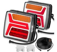 EYPINS 35 LEDs Trailer Tail Lights with Wiring Harness & Magnetic Type - 12V IP67 Waterproof Trailer Lights with10m Cable, 2 Pieces ABS Housing Tail Light Rear Lamp for Trucks, Trailers, RVs