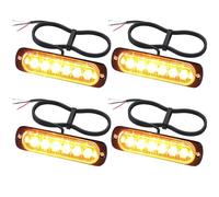 EYPINS 4PCS 6-LED Emergency Amber Strobe Lights | IP65 Waterproof 18 Flashing Modes, 12/24V Dual Voltage HGV & Construction Plant Warning Light Bar with Magnetic Mount