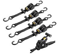 EYPINS 4PCS Auto Retractable Ratchet Straps, Strap Width 25mm, Overall Length 3.3m, Direct Load Capacity 750lbs, U-Ring Pull Capacity 1499lbs for Hauling Job