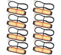 EYPINS 8PCS 12-LED Amber Strobe Lights - IP65 Waterproof, 22 Flashing Modes, 12V/24V Surface Mount Emergency Beacon for Trucks & Vehicles