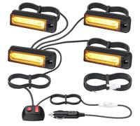 EYPINS Emergency Strobe Lights, 4PCS Hazard Warning External Lamp, Amber Warning Beacon Light, 18 Flash Modes with Car Cigarette Lighter for Vehicle Truck Trailer Caravan Van Lorry DC12/24V