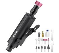 EYPINS Pneumatic Mini Air Die Grinder 1/4" & 1/8" - 25000RPM High-Speed Straight Grinding Tool with Safety Lock, Grinding Stones Kit for Metal, Wood, Plastic Polishing, Grinding & Rust Removal