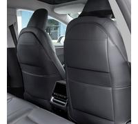 EYPINS Tesla Seat Back Protector for Model 3/Y/S/X - Premium PU Leather with Storage Pockets, 2Pcs Tesla Accessories Anti-Kick & Waterproof, Easy Install, Full Coverage Seat Protection for Tesla