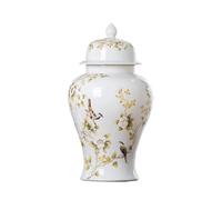 EYPKPL Chinoiserie Ceramic Jar Vase with Lid Porcelain Vase Flower and Bird Ginger Jar Decorative Jar for Table Styling and Entryway Display(27x60cm)