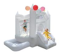 Eypye White Bounce House Wedding Decorations for Outdoor Play Backyard Castle Bouncer Inflatable with Ball Pit & Basketball Hoop for Kids 5.9ft L x 5.9ft W x 4.6ft H