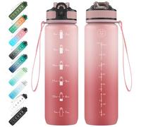EYQ 1L Water Bottle, 1 Litre Water Bottle with Straw, 32oz Leak-Proof Motivational Sports Drinks Bottle with Time Marker, Tritan BPA-Free, Drinking Waterbottles for Fitness, School, Gym Outdoor Sports