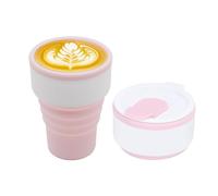 EYQ Collapsible Coffee Cup 375 ml, Silicone Foldable 12oz Coffee Mug, Reusable Tea Cup for Hot Cold Drinks for Office Fitness Gym Outdoor Sports Travel Camping Yoga, Pocket Size (WhitePink)