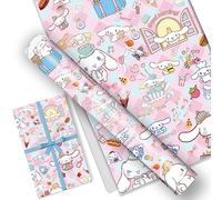 EYQQM Pack of 5 Gift Wrapping Paper 20" x 30" Kraft Paper Sheets Birthday Wrapping Paper Set for Kids, Party Storage Festive Decoration (Pink Puppy)