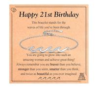 EYQV 21st Birthday Gifts for Her, Wave Charm Bracelet, 21st Birthday Gifts for Friend Daughter Niece Sister Granddaughter