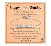 EYQV 40th Birthday Gifts for Women, Wave Charm Bracelet, 40th Birthday Gifts for Friend Mum Daughter Niece Sister