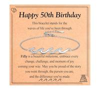 EYQV 50th Birthday Gifts for Women, Wave Charm Bracelet, 50th Birthday Gifts for Friend Mum Daughter Niece Sister