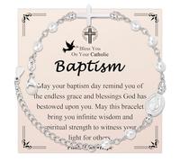 EYQV Baptism Gifts for Girls, Virgin Mary Cross Bracelet, Christening Gifts for Girls, Presents for Sister Daughter Granddaughter Niece