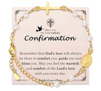 EYQV Catholic Virgin Mary Bracelet for Girls, Baptism Confirmation First Communion Gifts for Girls Teenage, Cross Bracelet Gifts for Daughter Granddaughter Niece Sister in Catholic, 6.7-8.7, Stainless