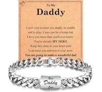 EYQV Daddy Fathers Day Gift from Bump, Engraved Bracelet Dad to Be Gifts, Best Christmas Fathers Day Birthday Gifts for Daddy to Be, Stocking Fillers for Men