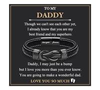 EYQV Daddy Gifts, Leather Bracelet Daddy Fathers Day Gift, Unique Gifts for Daddy to Be Birthday Christmas Thanksgiving