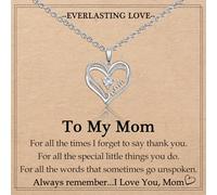 EYQV Double Entwined Hearts Necklace Gifts for Mom Grandma Wife Gigi Mimi Stepmom Bonus Mom, Mother's Day Christmas Valentines Birthday Thanksgiving Gifts Stocking Stuffers for Women Adults, 17-19