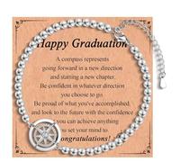 EYQV Graduation Gifts for Her, Compass Charm Bracelet Graduation Gifts, Gift for Graduates Daughter Sister Niece Granddaughter Friend