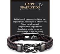 EYQV Graduation Gifts for Him, Engraved Leather Bracelet Gift for Graduates, Graduation Presents for Son Nephew Grandson Brother Friend, Congratulations Gifts for Him