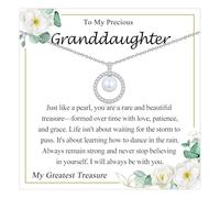 EYQV Granddaughter Gifts from Grandparents, Pearl Necklace Granddaughter Gifts for Women Girls, Birthday Christmas Graduation Gift for Her, Christening Gift for Girls