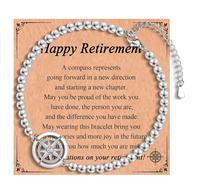 EYQV Retirement Gifts for Women, Compass Charm Bracelet Gifts for Colleagues, Perfect Retirement Gift Ideas for Women Teacher Colleagues