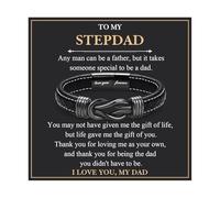 EYQV Step Dad Gifts, Leather Bracelet Step Dad Fathers Day Gift from Daughter Son, Unique Presents for Stepdad Birthday Christmas Thanksgiving