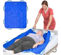 EYRA Premium Positioning Bed Pad with 8 Reinforced Handles - 48” x 40” Patient Transfer & Repositioning Sheet for Elderly & Bedridden Care - Washable, Reusable, Hospital-Grade (Blue)