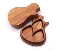 EYRMQWJPC Guitar Plectrum Case,Guitar Picks Holder, Wooden Guitar Picks Box Guitar Shaped Plectrum Case Container Acoustic Electric Guitar Pick Storage Organizer Guitar Pick Case