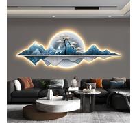 EYRMQWJPC Hanging Wall decorative art， 3D LED Acrylic Wall Art Traditional Chinese Landscape Painting Multicolor Multiple Sizes(Dark Blue,39.4 * 13.8in)