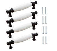 EYRMQWJPC Hardware Cabinet Pull Handles, 4Pcs Matt Black Ceramic Furniture Handles 96mm 128mm Hole Distance Types A B(Type B 96mm)