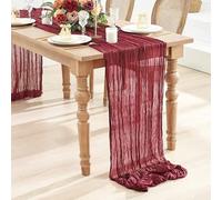 EYRMQWJPC tulle table decoration Semi-Sheer Gauze Christmas Cheesecloth Table Setting Green Table Runner(Burgundy,90x400cm)