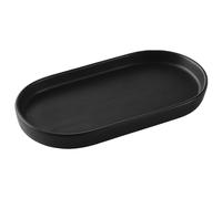 Eyrozia Matte Black Round Soap Dispenser Tray - 8'' Ceramic Vanity Tray for Bathroom Decorative, Jewelry Ring Dish, Comestic Holder, Kitchen Sink Countertop Organizer Plate