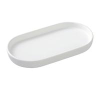 Eyrozia White Round Soap Dispenser Tray - 8'' Ceramic Vanity Tray for Bathroom Decorative, Jewelry Ring Dish, Comestic Holder, Kitchen Sink Countertop Organizer Plate