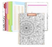 EYROZILL Clipboard with Storage, Spiral Clipboard Folio with Notepad, Cute Clipboards with 5 Folders and 10 Pockets, Foldable Clipboard for Letter Size, Clip Board for Office, 8.56'' x 11'' (Mandala)