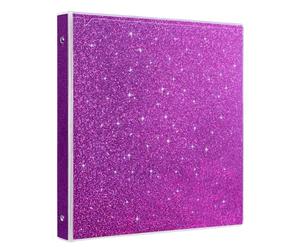 EYROZILL Glitter 3 Ring Binder 1 Inch, Sparkle Binder with 2 Pockets, Fashion Design for School Office Supplies, Purple