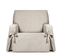 Eysa Genna Sofa Cover with Ties, Stain Resistant, 1 Seater Linen Colour