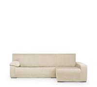 Eysa Light Sofa Cover for Chaise Longue Mini with Long Arm Right Side Front View Ecru