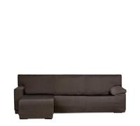 Eysa Light Sofa Cover for Chaise Longue Mini with Short Arm Left Side Front View Brown