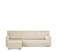Eysa Light Sofa Cover for Chaise Longue Mini with Short Arm Left Side Front View Ecru
