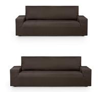 Eysa Luz Stretch Sofa Cover Pack Duo 3 + 2 Seater Brown