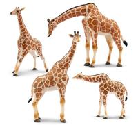 EYSCOTA 4PCS Giraffe Animal Toys, Plastic Realistic Safari Animal Figures, Learning Educational Toy, Giraffe Cake Topper Gift Decor for Kids