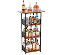 Eyteenokk Wine Rack Freestanding Floor:4 Tier Whiskey Wine Rack Mini Bar Cart,Liquor Cabinet-Home Bar for Bottles,Cocktail Shaker,Mugs-(23.6 * 11.8 * 40inch)