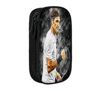 EYTFYZGL Roger Federer Pencil Case for Makeup & Stationery - Dual Zipper Compartments with Mesh Organizer (Travel-Friendly)