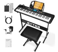 EYTSE - 61 keys keyboard for beginners full size electronic keyboard full set of electric keyboard, LCD, earphone, stand, stool, music rest, microphone,
