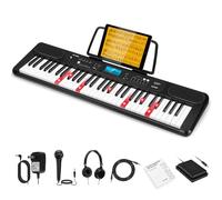 EYTSE - 61 Keys Piano Keyboard, Electric Keyboard Set for Beginners, Full Size Lighted Keys, LCD, Headphones, Music Sheet Holder, Microphone, Speakers